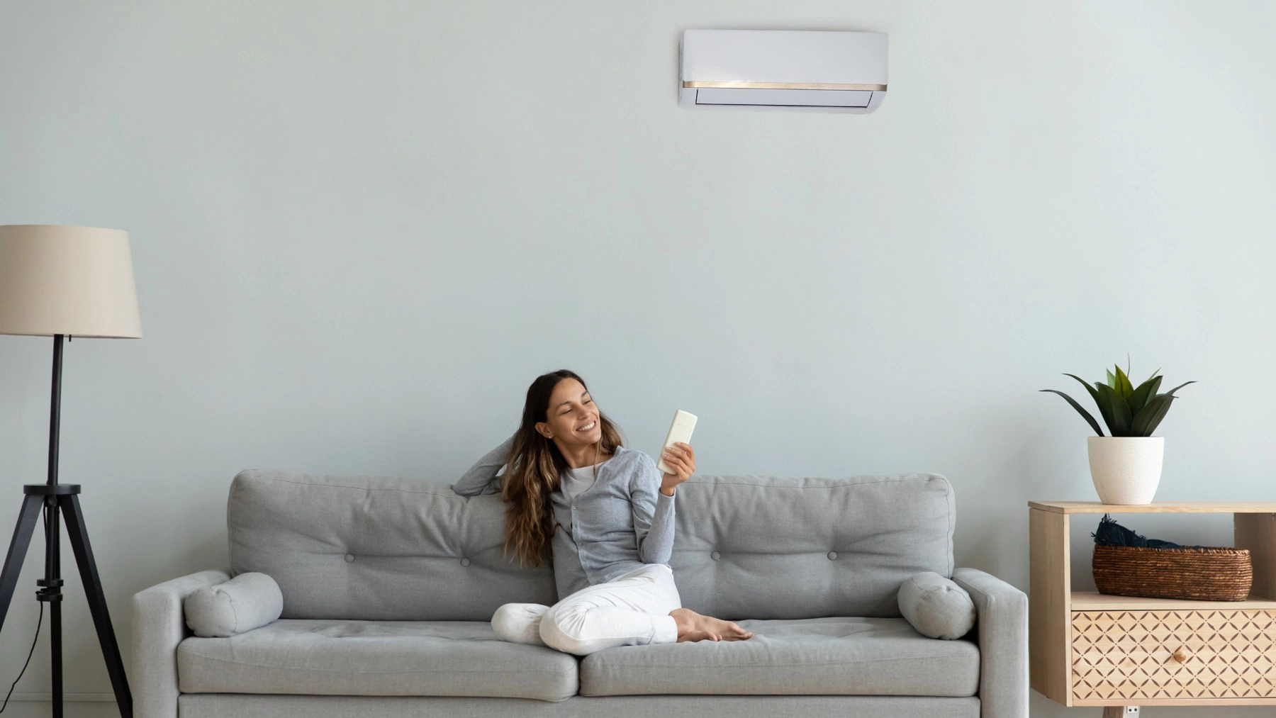 Wall-mounted split system in a Melbourne living room
